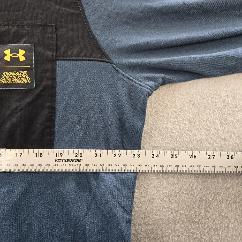 Under Armour Men Sweatshirt XL Blue‎ Colorblock UA Rival Terry Scribble Crew